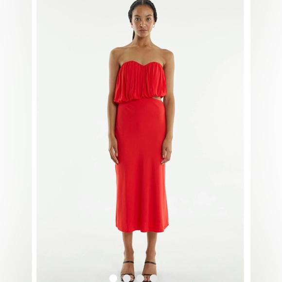 Free People Third Form Overflow Red Strapless Cut Out Party Dress Size 4 NWOT - Picture 11 of 11